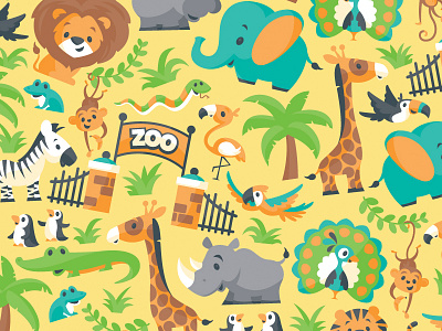 Zoo Day Paper Pattern alligator curtrjensen elephant giraffe imaginisce lion pattern peacock scrapbook toucan zebra zoo