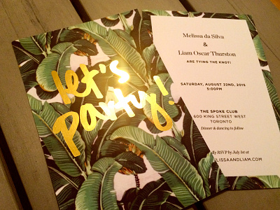 da Thurston Wedding Invite floral foil foliage gold invite love marriage pattern plants postcard print wedding
