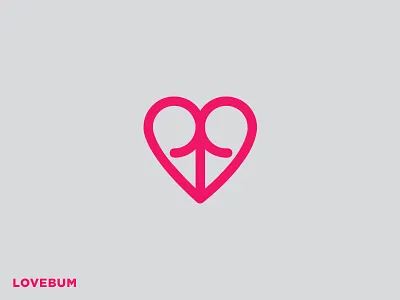 Lovebum branding bum female happy health heart logo logomark love mark pink