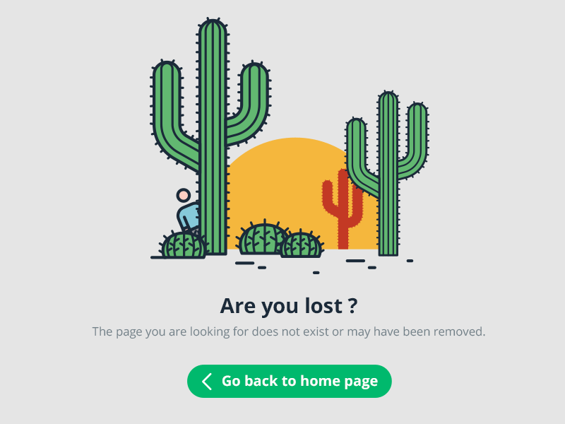 Error 404 404 broken cactus desert error flat illustration link lost page sun