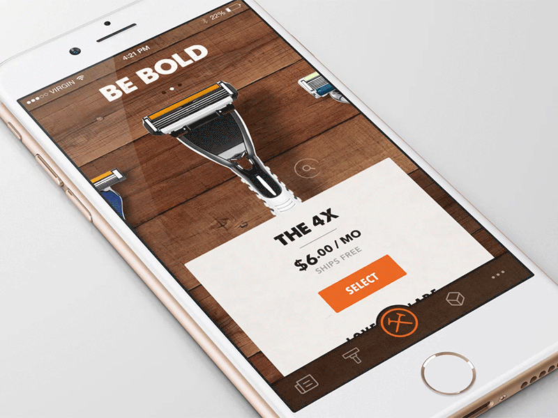 Dollar Shave Club - Select Razor animation app beard dollar shave club ecommerce gif ios mobile razor select ui ux