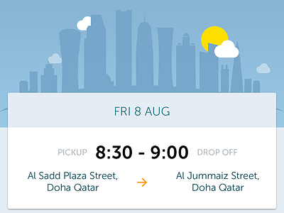 Booking Details address android booking cloud date material design qatar skylines sun taxi time