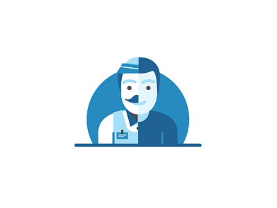Split person/worker illustration blue coffee cold colors design graphic grey illustration man person split waiter worker