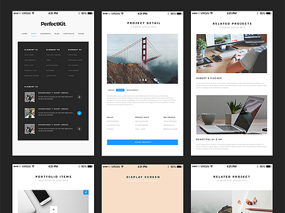 Freebie: PerfectKit – desktop & mobile ready modern UI kit clean desktop free freebie kit mobile modern resource sharp ui view