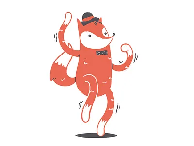 Dancing Fox Refined bow tie cute dapper fox gig poster illustration jetpacks and rollerskates kids retro silkscreen toronto wip