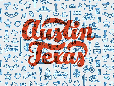 ATX atx austin icons illustration lettering pattern stroke texas type