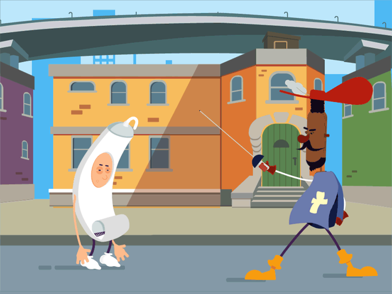 Toothpaste vs musketeer animation cartoon illustrations motion musketeer toothpaste