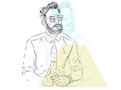 Dribbble 227 beard elena greta apostol hair illustration linework portrait shapes sketch trapeze