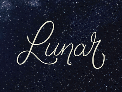 Lunar hand lettering lunar moon night script stars typography