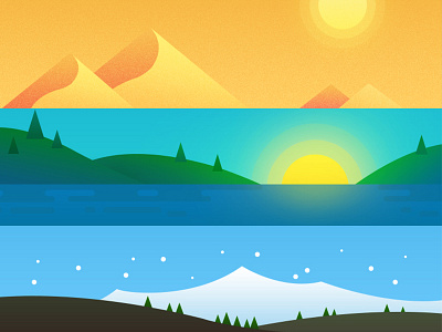 天气插画 flat illustration sandstorm snowy sunny weather