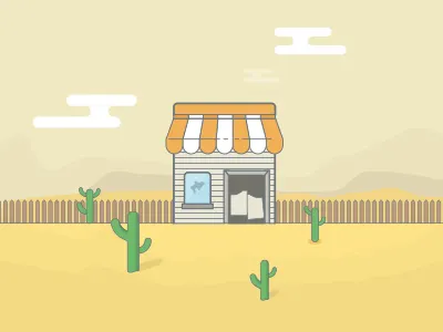 No shop here cactus desert flat illustration shop