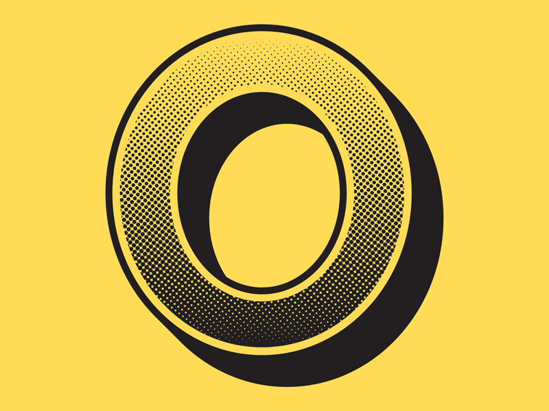 Smoke drop cap gradient halftone letter lettering o type yellow