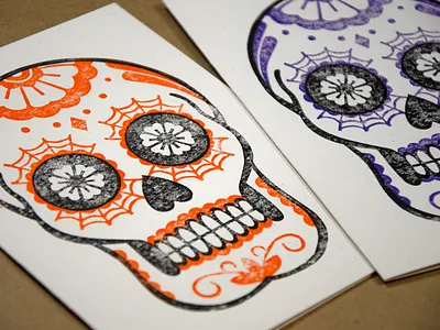 Calavera Block Print block print calavera day of the dead dia de los muertos halloween hand carved linocut printmaking skull xprocrastinationcontest