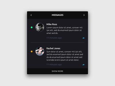 Messages app card clean design flat friends interface material message ui widget