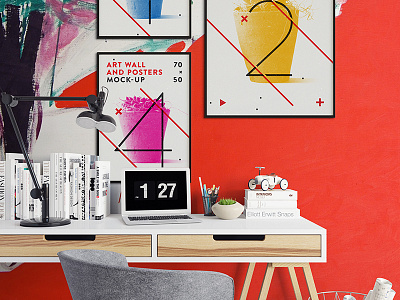Art Wall and Posters Mock-up art art wall interior mock up photorealistic poster print sticker stylish wall wall art
