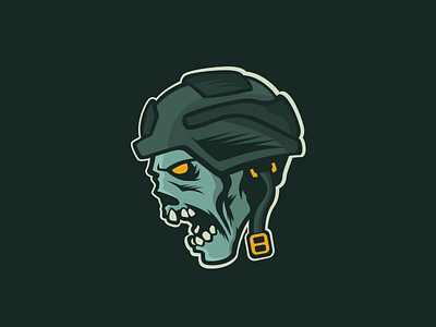 Gold Glove Mascot esports gaming glove gold green helmet logo mascot zombie