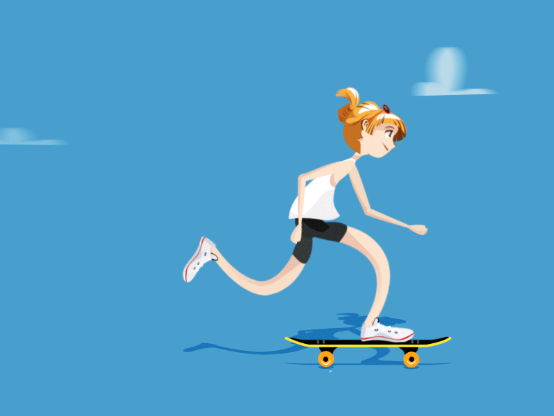 The girl in a skate ae animation beard bike design gif girl loop motion graphics photoshop skate