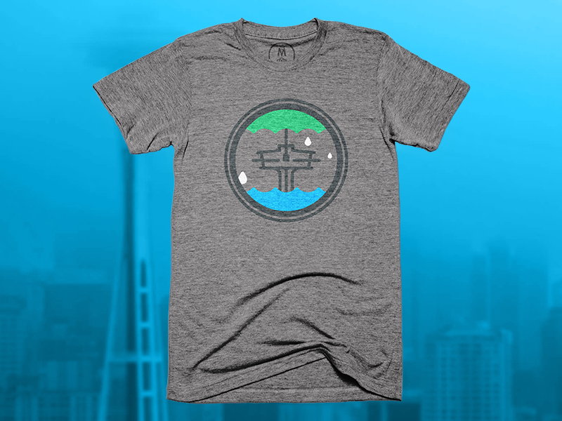 Print It! cotton bureau ocean pnw rain rebound seattle shirt space needle umbrella washington