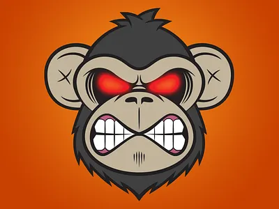 Bad Monkey angry ape bad brown chimp ears glowing eyes grin grit monkey teeth