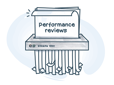 Shredding The Performance Reviews illustration paintbrush paper performance reviews shredder watercolor zugata