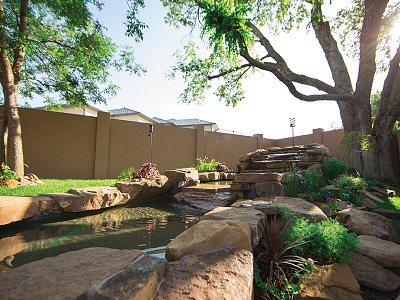 Backyard babbling brook landscaping photography pools real estate