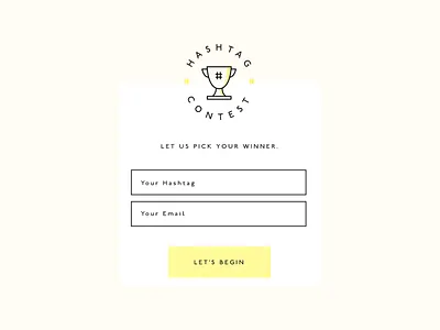 Website Form contest flat design form hashtag illustration trophy uiux website yellow