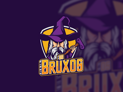 Os Bruxos Mascot Logo art. artwork brand design game graphic logo mascot purple team wizard