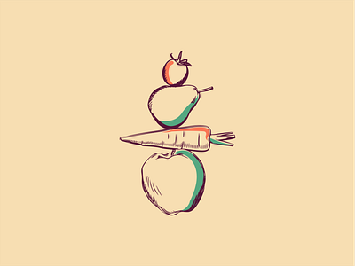 Food apple carrot food fruits identity logo pear tomato vegetables