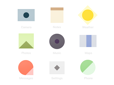 Icons camera icons maps messages music notes phone photos settings weather