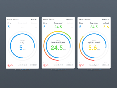 Speed test mobile UI dial graph speed test ui