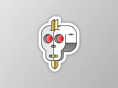 💀 🔪 gold illustration skeleton skull sticker sword vector