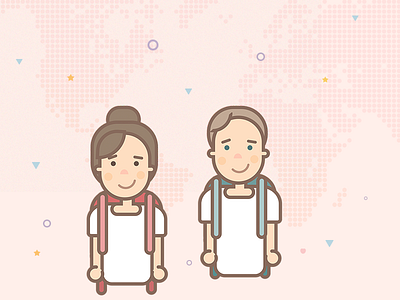 Happy Two Go flat illustration sketch travel