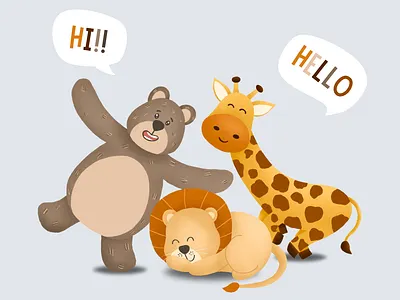 Wild Bunch | Animal Character adorable character bear cartoon character design characters children children book clipart concept art cute animals digital art digital design digital illustration drawing giraffe graphic design happy illustration kid lion