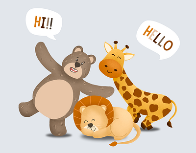 Wild Bunch | Animal Character adorable character bear cartoon character design characters children children book clipart concept art cute animals digital art digital design digital illustration drawing giraffe graphic design happy illustration kid lion