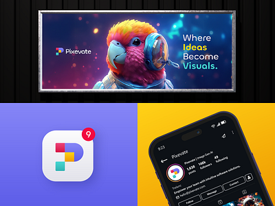 Pixevate – Branding Design | Logo Design | AI ai ai image brand design brand identity branding design generative ai graphic design image generation image processing logo logotype visual design