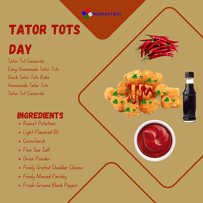 Tator Tots Day design graphic design national tator tots day social media tator tots typography