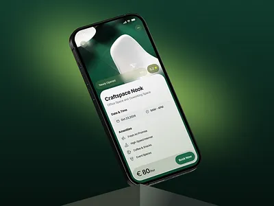 Workspace Booking App app app design app ui application booking app booking system branding co work co working space design green ios mobile mobile app office office space rating rent uiux workspace