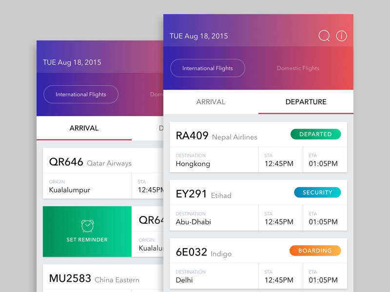 Example of Flight Schedule App