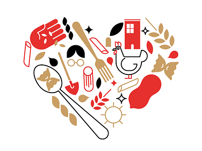 the heart of "Grano Armando" armando avellino campania illustrations italy pasta spoon sun