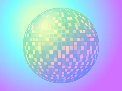 Let's Disco blue disco disco ball green illustration purple rainbow yellow