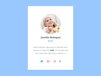 Profile Card app card clean flat icons material profile social ui user ux widget