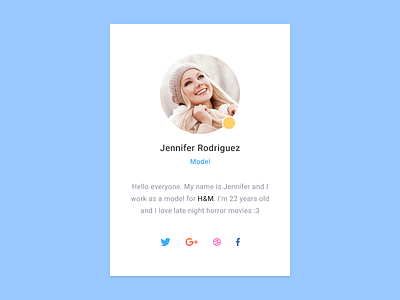 Profile Card app card clean flat icons material profile social ui user ux widget