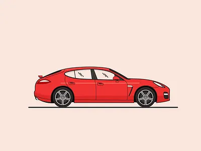 Porsche Panamera art car design icon illustration panamera porsche red vector vehicle