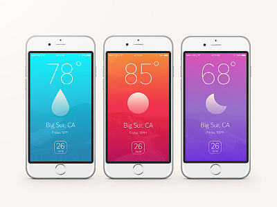 Minimal weather app app gradient illustration illustrator minimal moon ocean rain sun ui ux weather