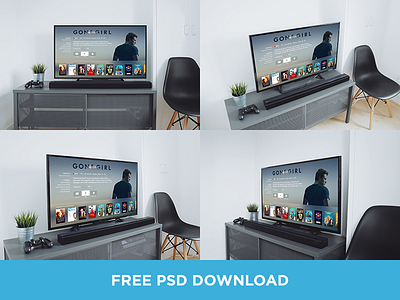 TV Mockups PSD Download apple clean download free interior minimal mock mockup photography psd tv up