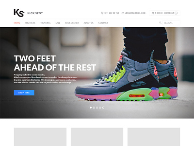 Kick Spot - High Fidelity Wireframe branding design ecommerce grid layout mockup navigation nike ui ux website wireframe