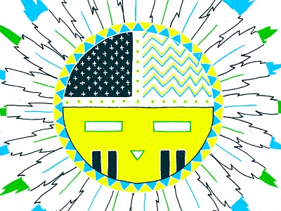Mask03 3 color kachina mask neon silkscreen