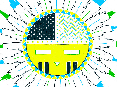 Mask03 3 color kachina mask neon silkscreen
