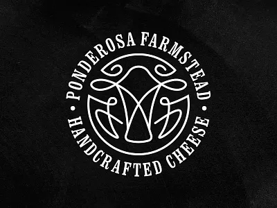 Ponderosa Farmstead Logo black cheese cow farm logo