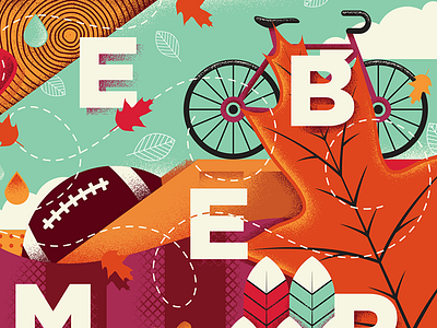 Magazine Illustration all the pretty colors atpc design bike design fall football illustration nathan walker